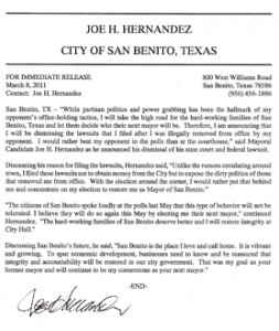 Joe Hernandez statement