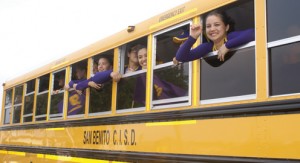 Lady 'Hounds on school bus