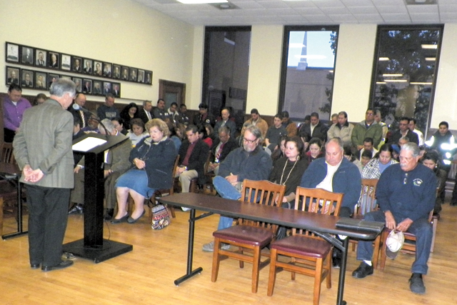 San Benito city and school district officials are seen along with residents to pay their respects to the victims of the Newtown, Connecticut shooting. (Staff photo by Heather Cathleen Cox)
