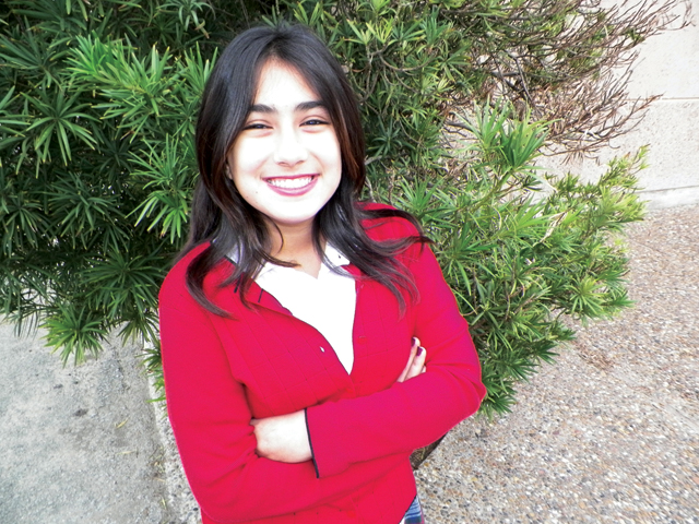 Alyssa Dale, 12, of Harlingen is pictured outside the San Benito News office on Monday, when she discussed her efforts to raise $1,000 to donate to the American Heart Association. (Staff photo by Michael Rodriguez)