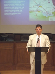 US Rep. Filemon Vela is seen inside the San Benito Municipal Building Wednesday, when he met with local elected officials, city dignitaries and citizens. (Staff photo by Francisco E. Jimenez)