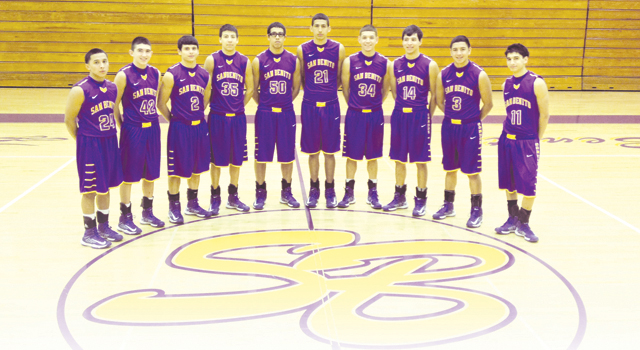 The San Benito Greyhound varsity basketball team is shown Friday inside the high school gym. (Staff photo by Francisco E. Jimenez)