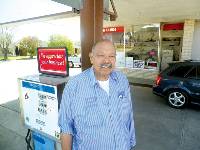Robert De La Fuente of De La Fuente Service Station stands outside his business on Friday, when he closed the doors to his establishment after 45 years of operation. (Staff photo by Michael Rodriguez)