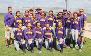 The San Benito Lady Greyhounds are seen with their prom tiaras on Saturday after defeating Eagle Pass.                  (KSBG TV photo by Isabel Alicia Gomez)