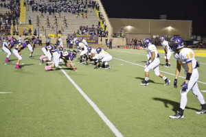 San Benito News photo by Francisco E. Jimenez The San Benito Greyhounds are seen lining up against the McAllen Bulldogs in McAllen on Friday.