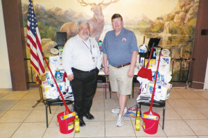 San Benito News photo by Francisco E. Jimenez Gale Helser of the San Benito Elks Lodge #1661 and Pete Bustamante, a licensed clinical social worker and healthcare and homeless veterans coordinator with the U.S. Department of Veterans Affairs, are seen Thursday at the lodge.