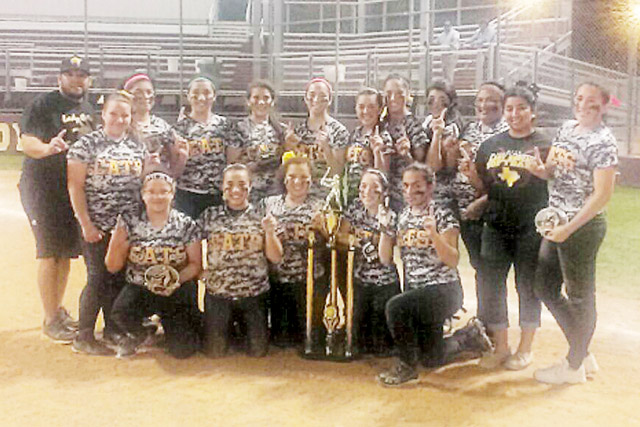 (Courtesy photo) The Rio Hondo Lady Bobcats softball team has been on a tear as shown by their latest feat. On March 1, the Lady Bobcats won the championship at the 13th Annual Zapata Lady Hawk Fastpitch Classic. Rio Hondo captured the title by defeating Raymondville in the championship game by a 10-0 score. Landing on the All-Tournament team from Rio Hondo were Julissa Lopez, Most Valuable Player; Jennifer Flores, Miranda Martinez and Samantha Arredondo were each All-Tourney selections. The Lady Bobcats are coached by Brett Esparza.