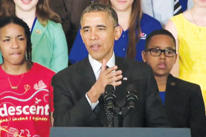 (Video image) President Barack Obama praised the efforts of Los Fresnos CISD’s Resaca Middle School students for their efforts in creating an app to assist the visually impaired navigate their campus.