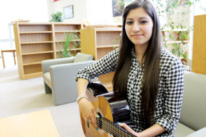 (Photo by Cecilia Gonzales) San Benito High School freshman Nadya Moreno was recently awarded a Division 1 rating in Solo and Ensemble competition, a first for a female ninth grader in guitar competition at locals schools.