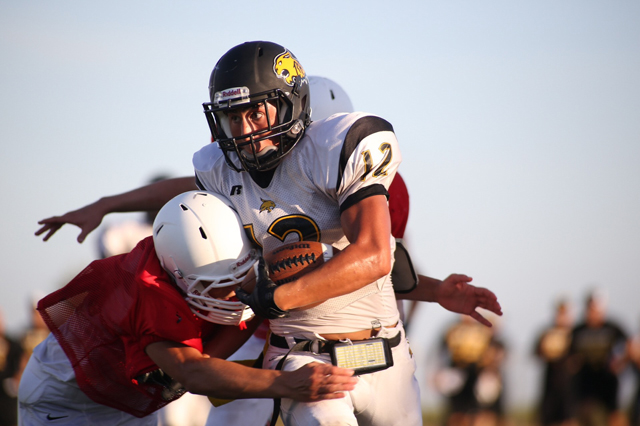 (Photo by Justin Tijerina) The Rio Hondo Bobcats looked impressive in their first scrimmage of the season on Friday, Aug. 15, against St. Joseph.