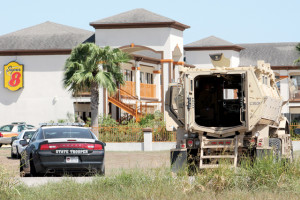 (Photo by Edward Cruz) Law enforcement authorities from various agencies converged at a local hotel in San Benito on Tuesday where a man reportedly barricaded himself and allegedly threatened to shoot police.